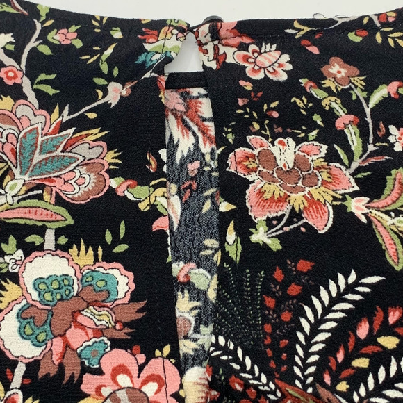 H&M Women's 3/4 Flared‎ Sleeve Pullover Dress Black Multi Floral Size 6 - Picture 7 of 8